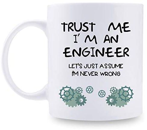 aiyaya Funny Gifts for Engineer - Trust Me I'm an Engineer Let's Just Assume I'm Never Wrong Mug - Funny Engineer Mug Gifts for Birthday Anniversary Graduation Christmas - 11 oz Coffee Mug