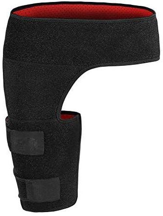 ANGGO Groin Wrap Black Adjustable Support for Hip Groin Brace Wrap Thigh Support Pain Relief Strain Neoprene Hip