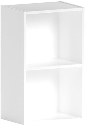 Vida Designs Oxford 2 Tier Cube Bookcase, White Wooden Shelving Display Storage Unit for Office Living Room Furniture