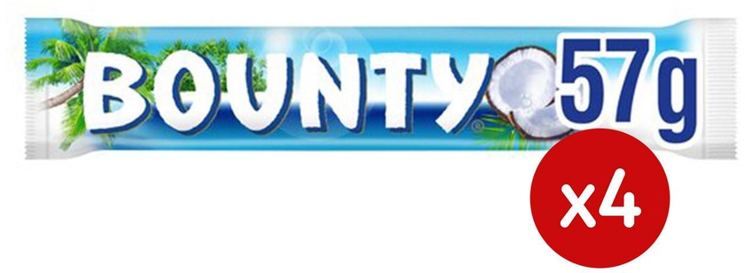 Bounty Chocolate Bar With Coconut - 57 gram - 3+1 Pieces