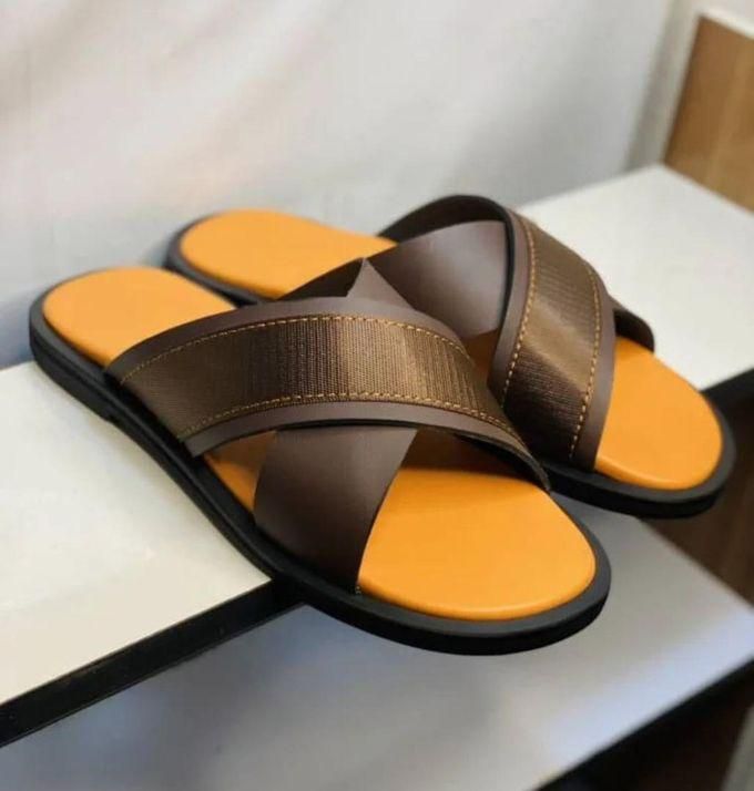 Men's Fashion Criss Cross Leather Slippers
