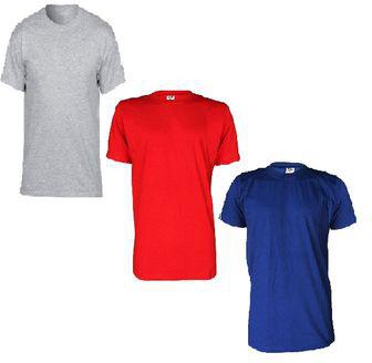Men's Plain Round Neck Shirts (3 Pcs) - Grey,Red And Blue