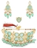 ZAVERI PEARLS Green & Peach Stones & Beads Kundan Choker Necklace Earring & Ring Set For Women-ZPFK14722