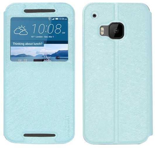 JazzCat S View Window Leather Cover for HTC One M9 - BLUE