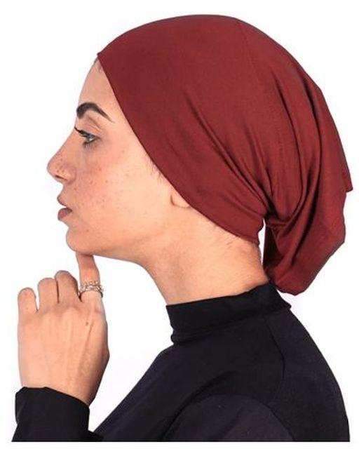 Farah Premium Cotton Lycra Open-End Underscarf Hijab Tube Bandana - Versatile And Comfortable Headwear - Burgandy