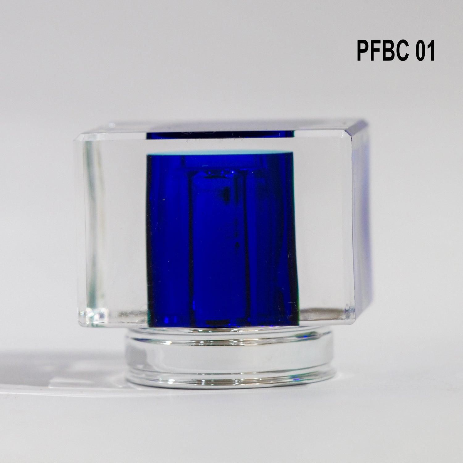 Perfume bottle cap blue color with silver glass finish x 500pcs