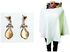 Fashion Ladies Cream Ankara Cotton Poncho With Dangle Earrings