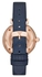 ساعة يد جياني تي بار بعقارب ومقاومة للماء طراز AR60020 - مقاس 34 مم - بلون أزرق للنساء