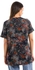 Izor Patterned Decorative Lace V-Neck T-Shirt - Black & Brown
