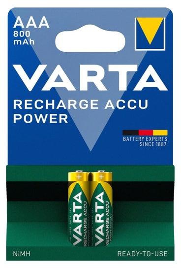 VARTA Recharge Accu Power AAA Micro Ni-Mh Rechargeable Battery (1 pack of 2 batteries, 800 mAh)