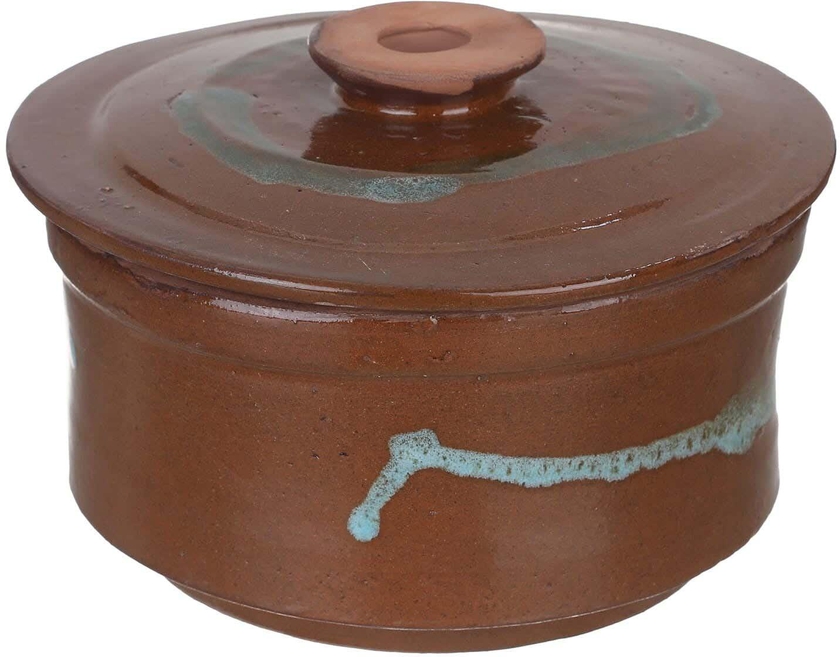Get Pottery Pot With Lid, 20 cm - Brown with best offers | Raneen.com