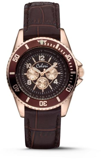 Colori Brown Dial Brown PU Leather Watch Glam Collection - 5-COL393