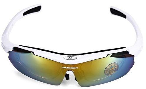 Robesbon 0089 Non-polarized Outdoor Sunglasses With 5 Interchangeable Lenses (White)