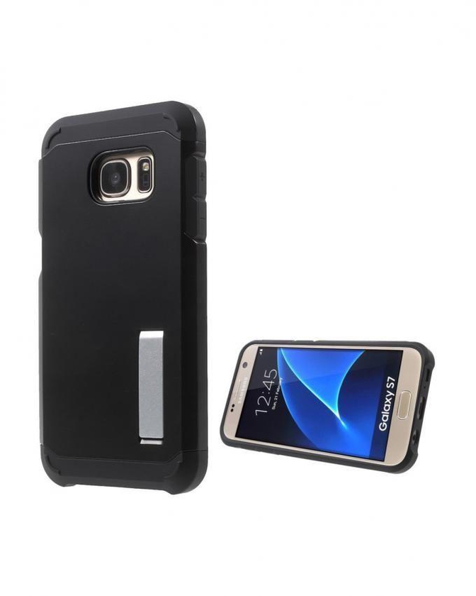 Generic Plastic and TPU Armor Case Kickstand Cover for Samsung Galaxy S7 – Black