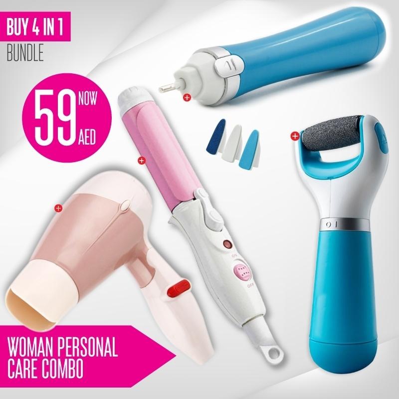 Buy 4 IN 1 Woman Personal Care Stylish Hair Dryer+ Hair Curler + Velvet Nail + Callus remover DBB10090
