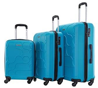 PARA JOHN 3-Piece Hard Side Abs Luggage Trolley Set 20/24/28 Inch Blue Navy Blue