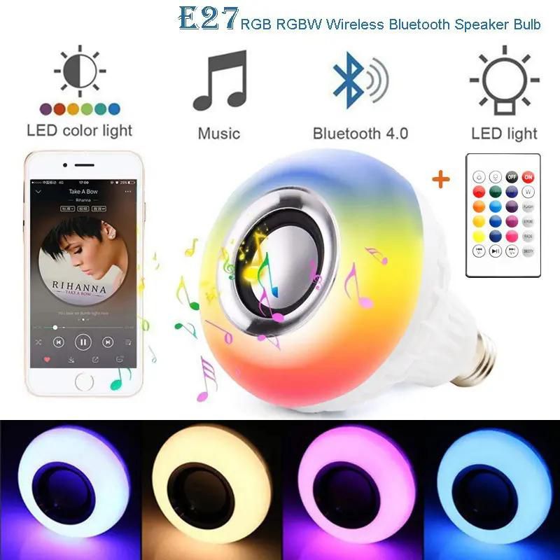 Smart E27 Bluetooth Speaker LED Bulb Light 12W Music Playing Wireless Led Lamp with Remote Control