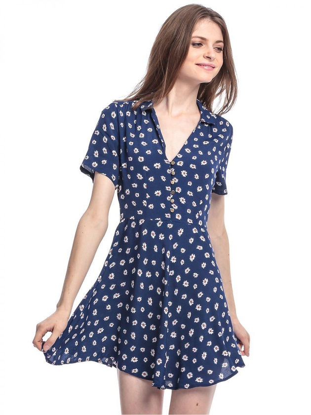 Forever 21 Blue Viscose Casual Dress For Women