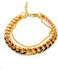 Double gold bracelet decorated with orange thread - 3159