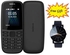 Nokia 105 - Black - Dual Sim Featured Phones + FREE Watch