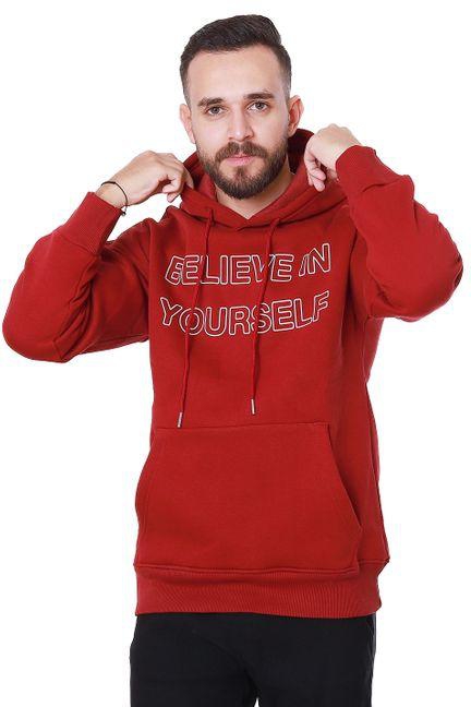 Activ "Believe In Yourself" Printed Oversized Red Hoodie