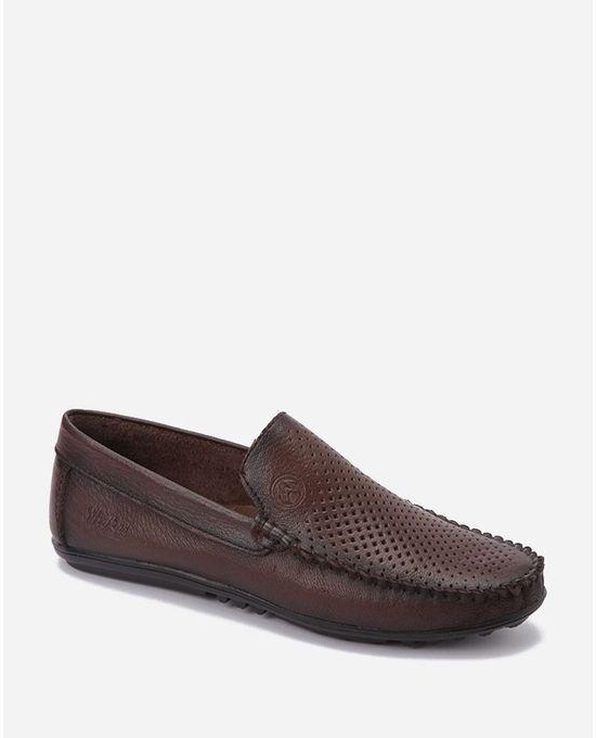WiiKii Punctured Leather Loafers - Dark Brown