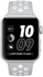 ساعة ابل سيريس 2 - 38 ملم هيكل فضي مع سوار نايك الرياضي فضي/ابيض، MNNQ2 - OS3