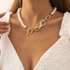 Toggle Clasp Choker Necklace For Women Fashion Summer White Imitation Pearl Necklaces  Trend Elegant Wedding Jewelry