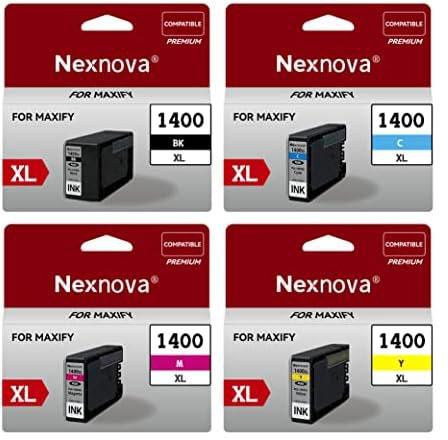 NexNova® PGI-1400XL for Canon Ink Cartridge Set High Yield 4-Pack Black Cyan Magenta Yellow PGI 1400 XL for MAXIFY MB2140 MB2340 MB2740 MB2040