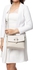 Inoui Medium Flap Crossbody Bag for Women, White/Beige