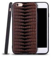 Ultra Thin Slim Soft TPU Silicon Case Shockproof Cover Triangle Stripes for IPhone 6 Plus / 6S Plus - Brown