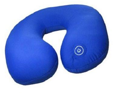 Vibrating Microbead Neck Massage Travel Pillow- Blue