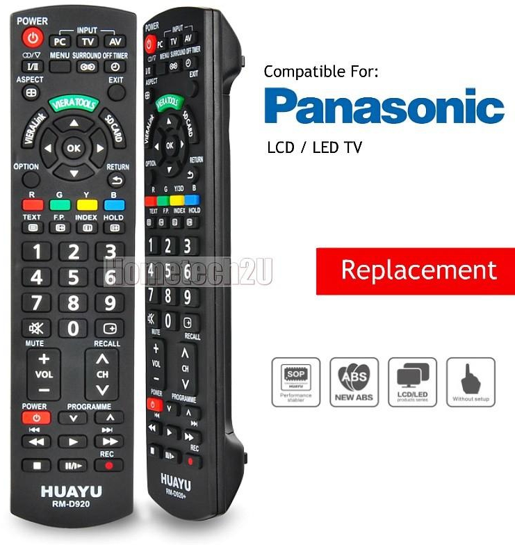 Huayu Remote Control for Panasonic LCD/LED TV Replacement (Black)