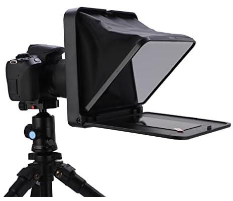 Teleprompter with Remote Control, Foldable Portable Teleprompter with 49mm, 52mm, 58mm, 62mm, 67mm, 72mm, 77mm Adapter Ring for Smartphone Tablet SLR Camera