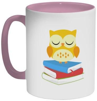 Graduation Owl Printed Coffee Mug Pink/White/Yellow 325ml