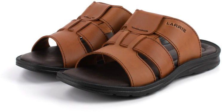 LARRIE Men Comfy Sandals Sliders - 6 Sizes (Tan)
