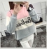 Round Neck Long Sleeve Pullover Pink / Grey