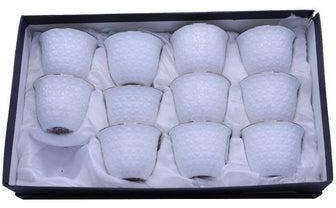 12-Piece Coffee Cup set White/Gold 6.5x4.5centimeter