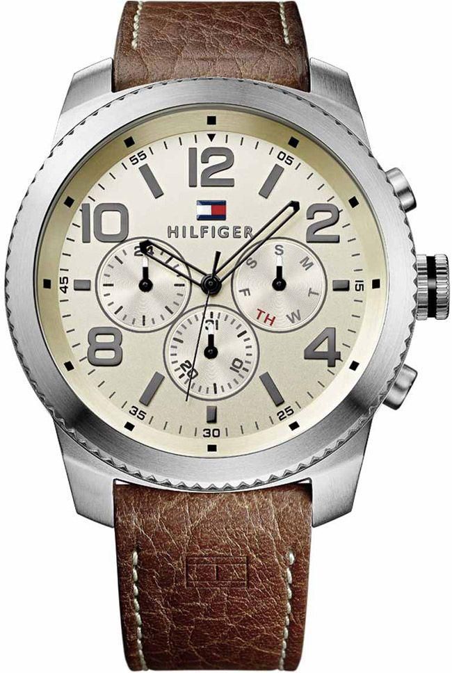 Tommy Hilfiger Graham Men's Beige Dial Leather Band Watch - 1791107