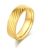 Stainless steel ring decorated with diagonal stripes gold-plated 18 carat (Size 8) NO.R91