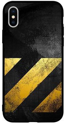 Protective Case Cover For Apple iPhone XS Yellow Lines Strips