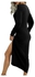 New Women's Solid Color Slim Long-Sleeved Slit Temperament Dress