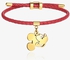 Seoulsenztury Disney Collection Golden Titanium Mickey Leather Bracelet (Gold/Red)