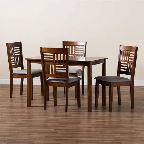 Lana 5PCE,Table & 4 chairs Dining Set, Brown- WD20