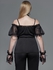 Gothic Lace and Mesh Lace-up Ruched Cold Shoulder Top(Adjustable Shoulder Strap) - L | Us 12