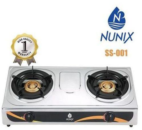 Nunix Stainless Steel Gas Stove Table Top Cooker With 2-Burners