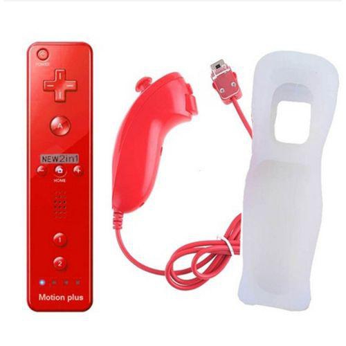 2 In 1 Wireless Remote Controller For Nunchuk Nintendo Wii Console Built-in Motion Plus Gamepad With Silicone Case Motion Sensor FCSHOP