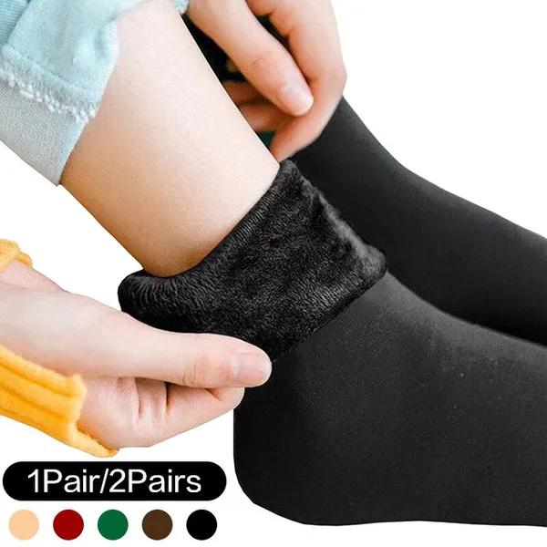 4Pairs New Velvet Women Winter Warm Thicken Thermal Socks Soft Casual Solid Color Sock Wool Cashmere Home Snow Boots Floor Sock
