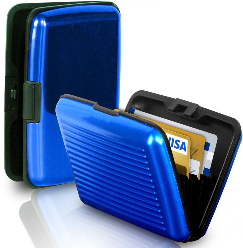 Blue Color Waterproof Business ID Credit Card Wallet Holder Aluminum Metal Pocket Case Box