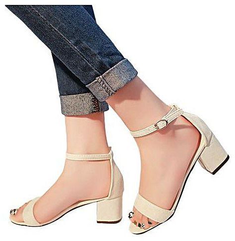 Fashion WOMENS BLOCK HEELS ANKLE STRAP SANDALS LADIES PEEP TOE STRAPPY PARTY SHOES SIZE